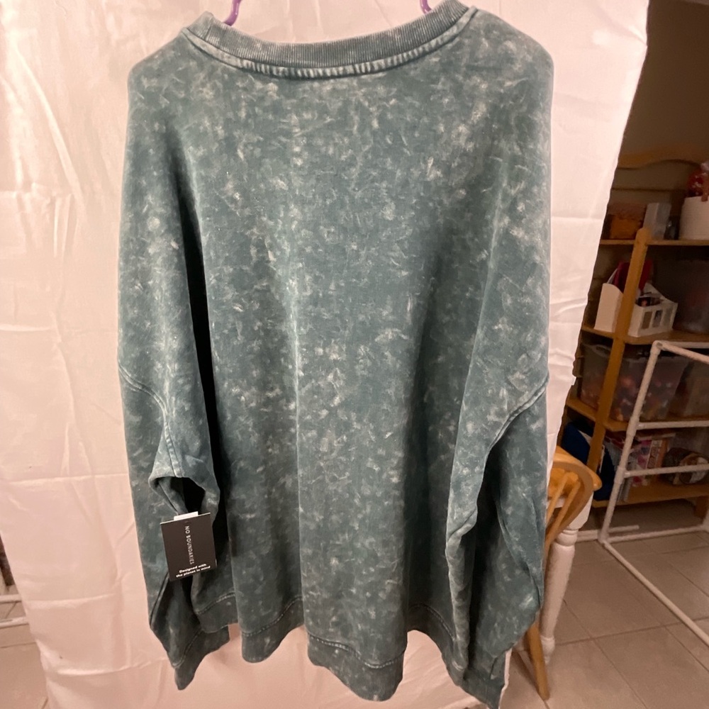 No Boundaries Teal Acid Wash Sweatshirt